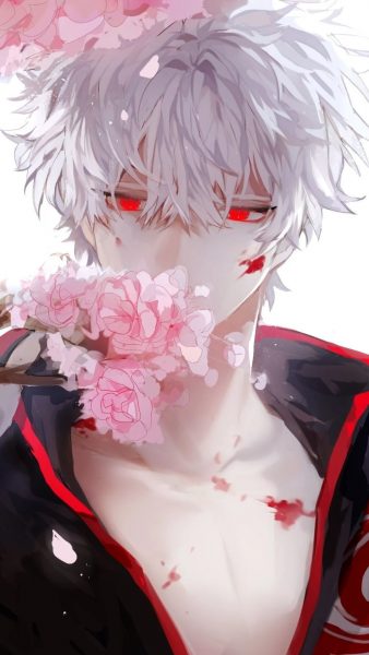 ảnh anime lạnh lùng nam hoa đào đỏ