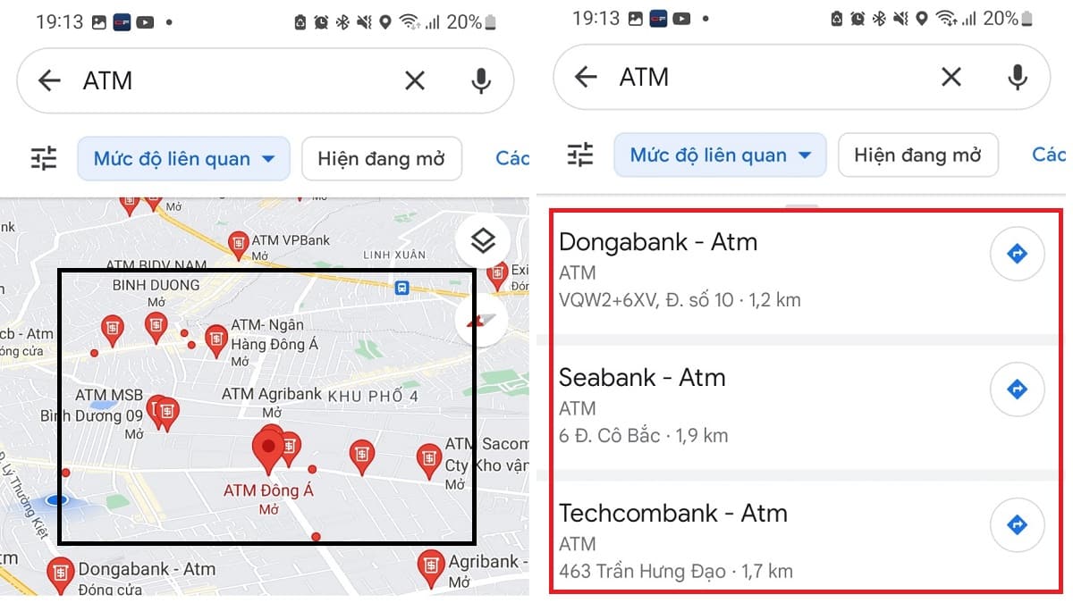 Cách tìm cây ATM gần nhất trên điện thoại qua Google Maps